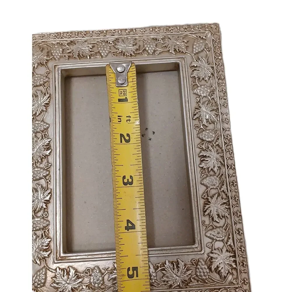 Ornate Mediterranean Wood 6.5x5 Picture Frame Carved Grape Leaves Champagne Gold